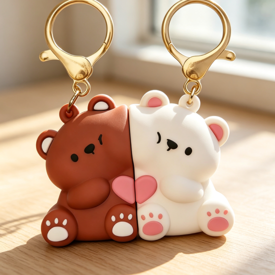 Pair of Resin Bear Magnetic Keyrings