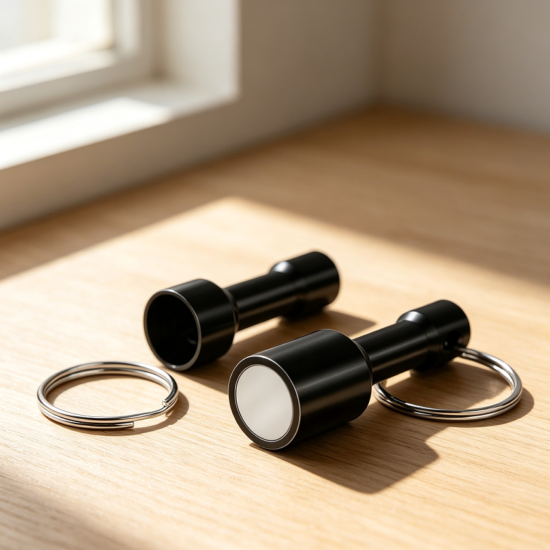 Two-Piece Black Keychain Magnets for Brass