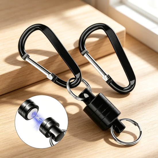 Magnetic Quick-Release Aluminium Keychain with Carabiners