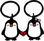 Penguin Themed Magnetic Keychains for Couples