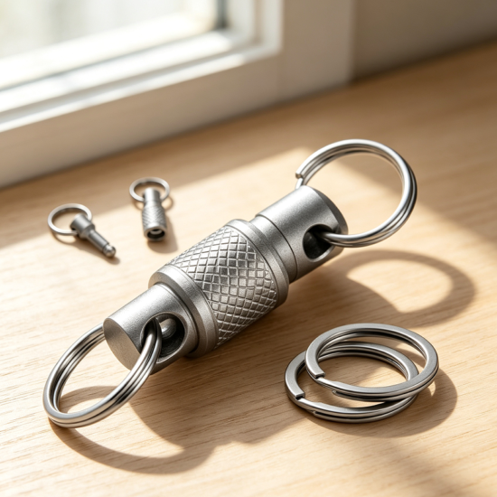 Titanium Quick-Release Swivel Magnetic Keychain Holder