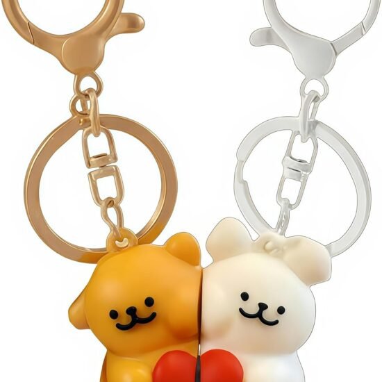 Cute Dog Heart Magnetic Keychain Pair
